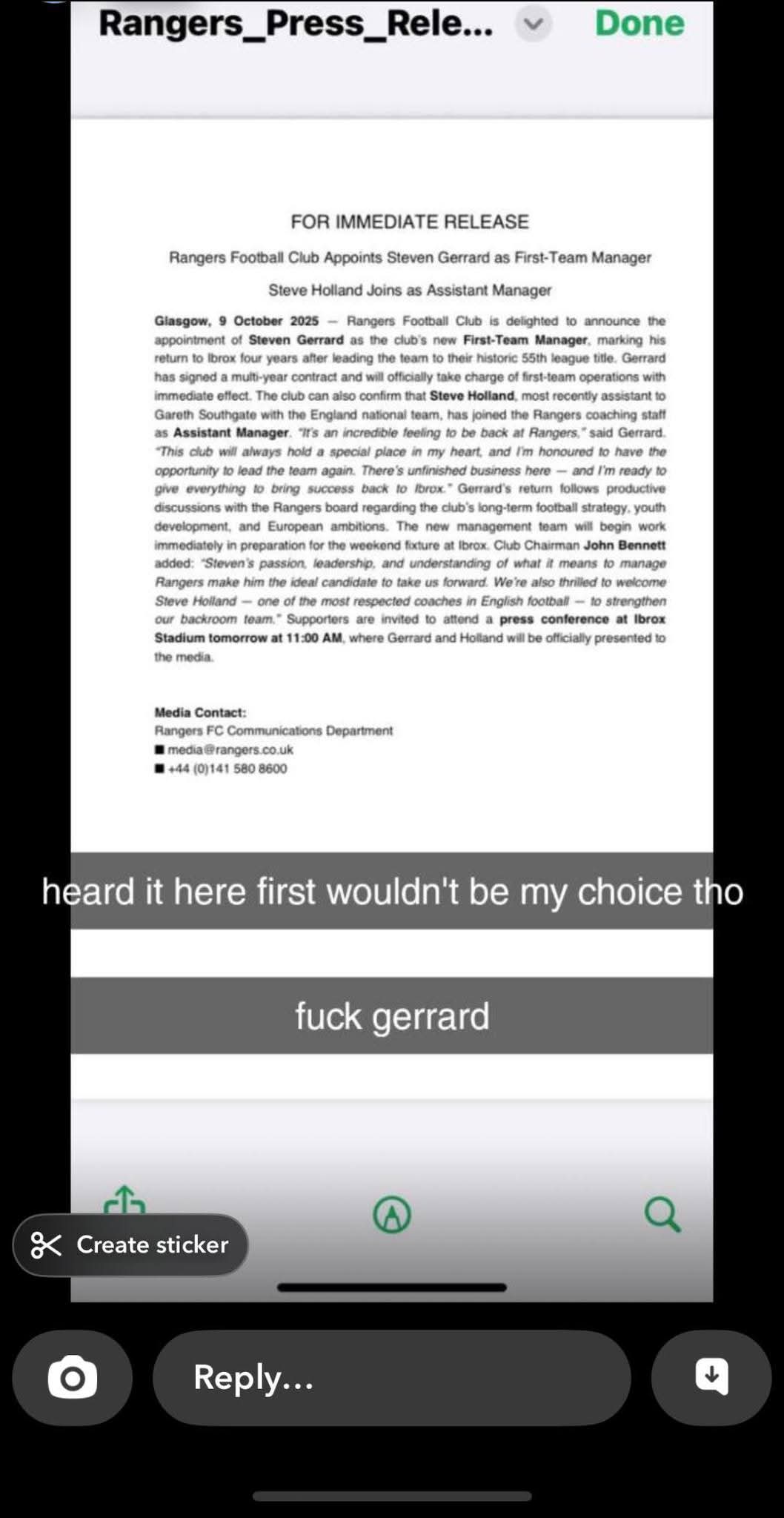 The caption in the image wasnt me, but this seems to be a leaked media communication. Who knows wether it's real or not