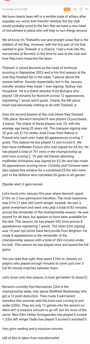 Thelwell Jnr at Norwich